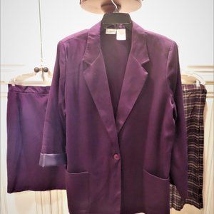Liz Baker Suit Purple Jacket + 1 Plaid + 1 New Solid Skirt